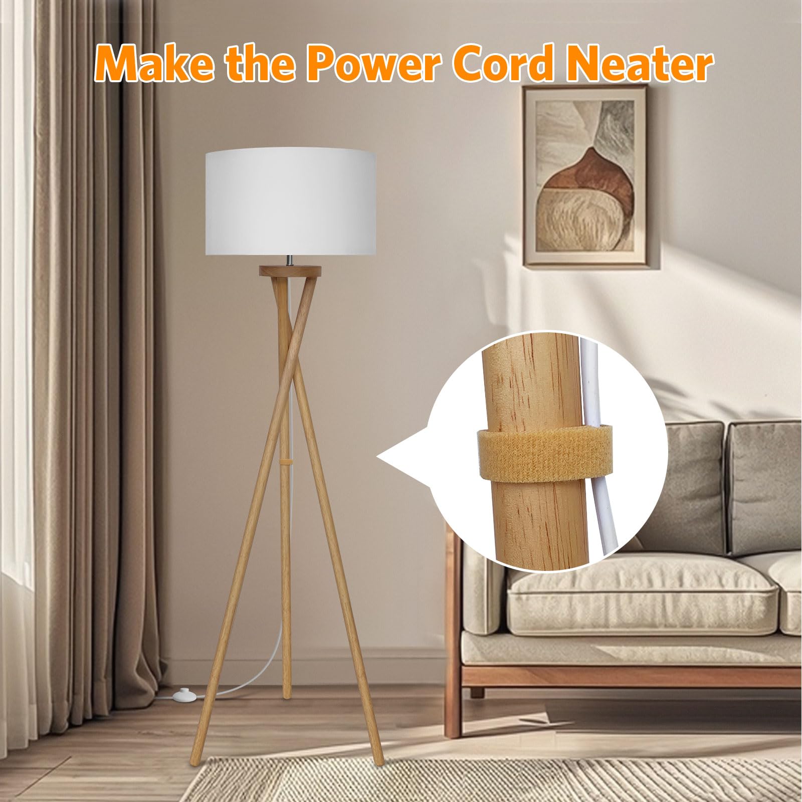 BBHome Lámpara de pie escandinava con bombilla LED E27 de 9 W, pantalla blanca, moderna para dormitorio, estudio y oficina