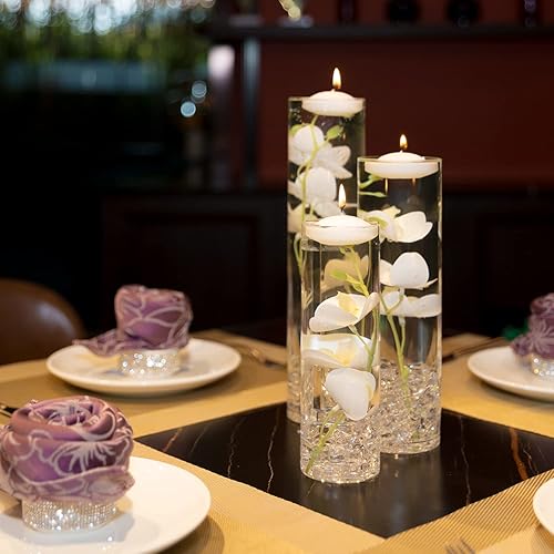 Miniatura 8 de Rellenos de florero de rosas artificiales con velas flotantes cuentas de agua transparentes y hielo falso para centro de mesa boda fiesta hogar bar