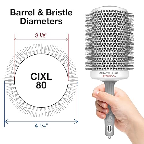 Miniatura 17 de Olivia Garden Ceramic + Ion Speed XL - Extra-Long Round Thermal Hair Brush - Not Electrical - Professional Blowout Brush for Normal to Thick Hair