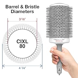 Olivia Garden Ceramic + Ion Speed XL - Extra-Long Round Thermal Hair Brush - Not Electrical - Professional Blowout Brush for Normal to Thick Hair - 4 1/4 - Diameter Barrel - CIXL-80