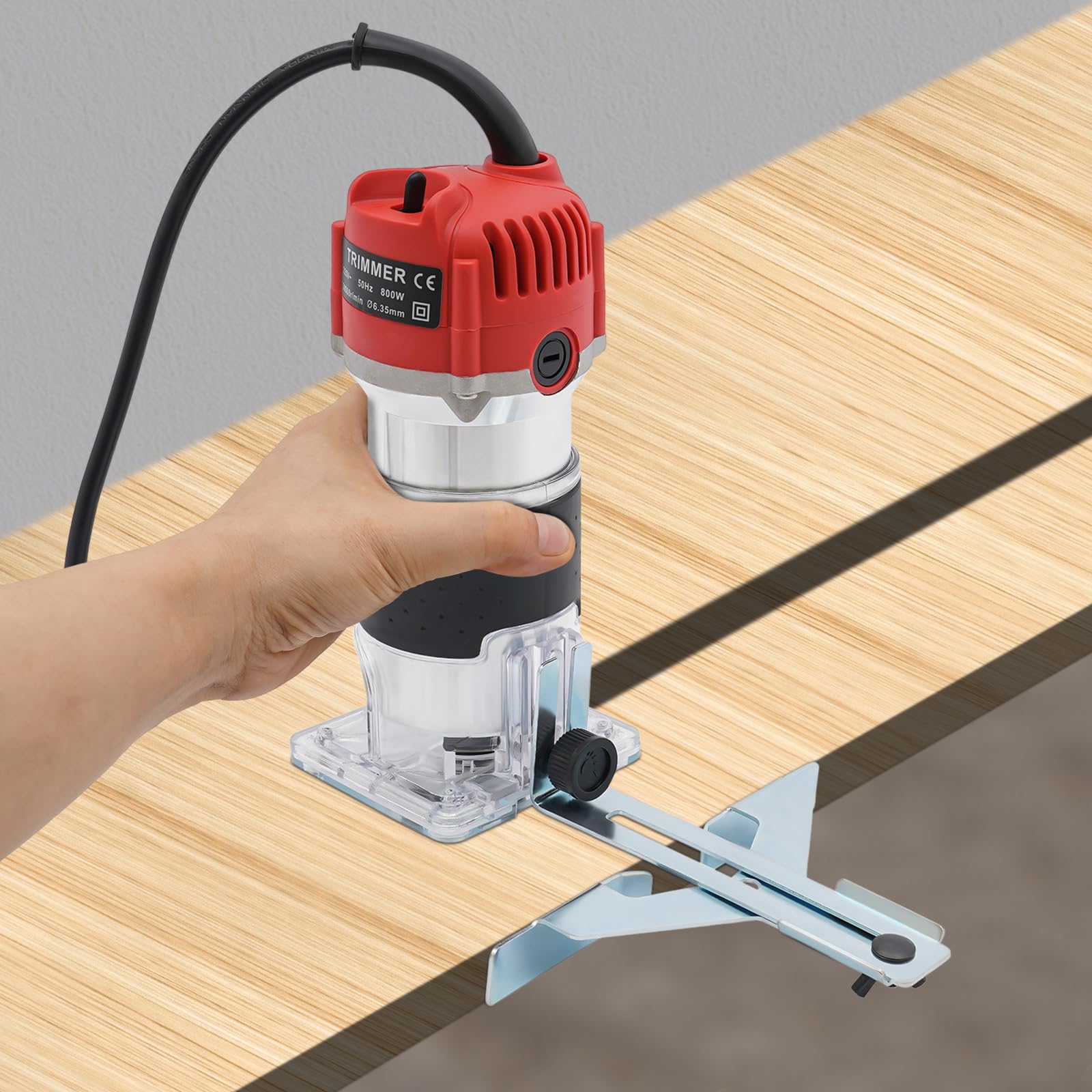 Fresadora de 800 W con una mano, 30.000 rpm, fresadora de madera eléctrica, 6,35 mm para trabajar la madera
