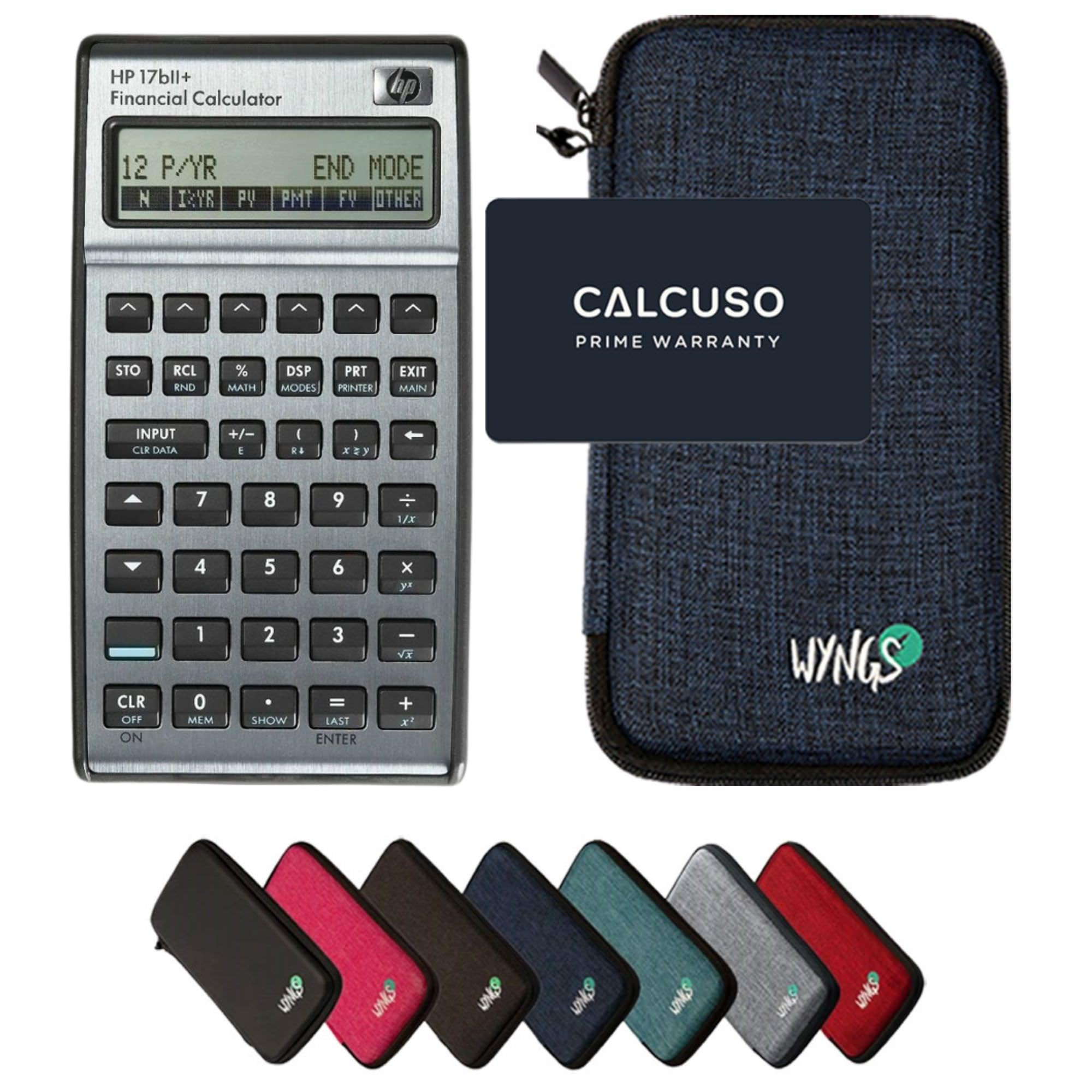 HP 17bll+ con Funda Protectora WYNGS Azul - Calculadora Financiera - Paquete Básico