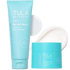 TULA Skin Care Nighttime Duo - Cleansing Hydrating Travel Size includes The Cult Classic Purifying Face Cleanser Beauty