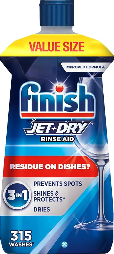 Finish Jet-Dry Dishwasher Rinse Aid, Compatible with Dishwasher Detergent, Prevents