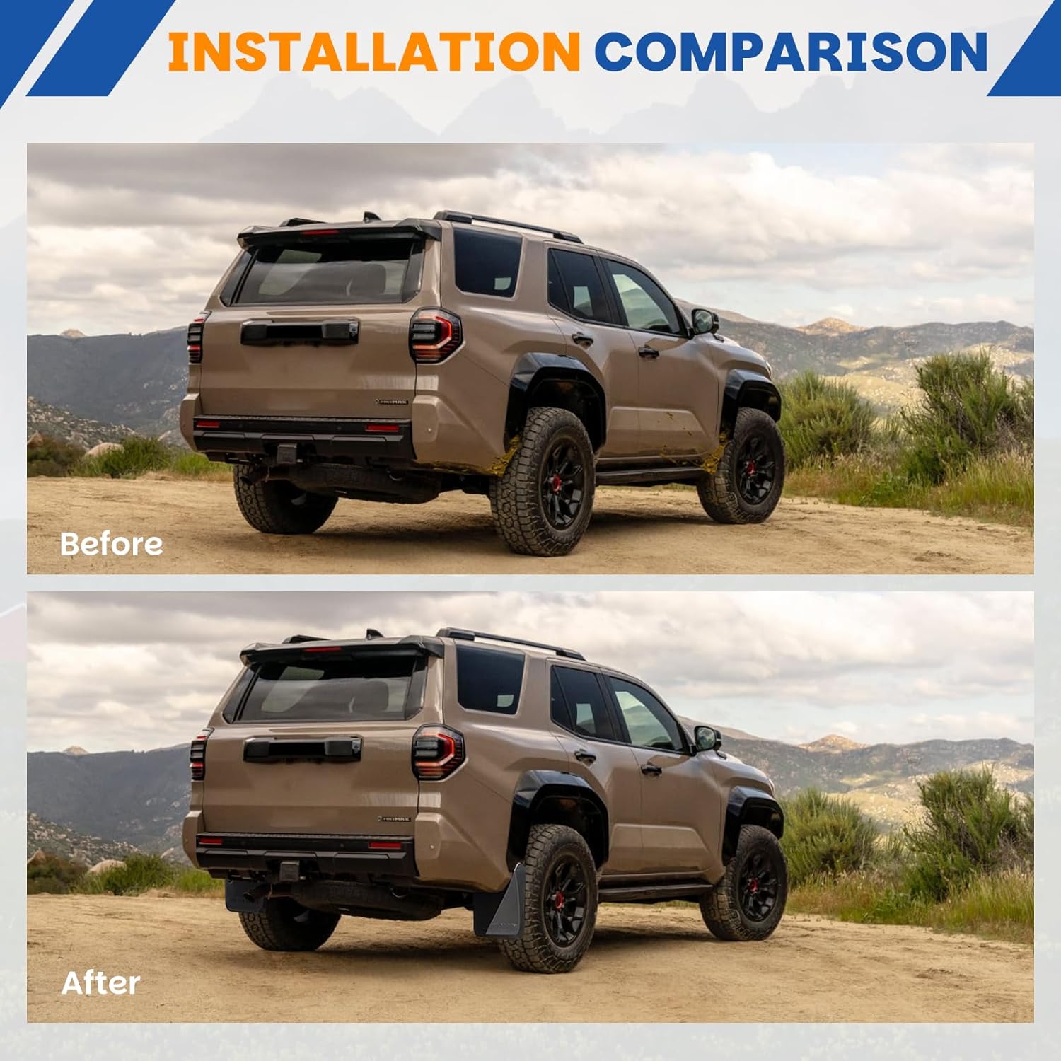 4PCS Mud Guards Splash Flaps Mudflaps Compatible with Toyota 4Runner 2025 2026 Wide Version Auto Exterior Front Rear Tire Mudguards Kit Wheel Liner Fenders