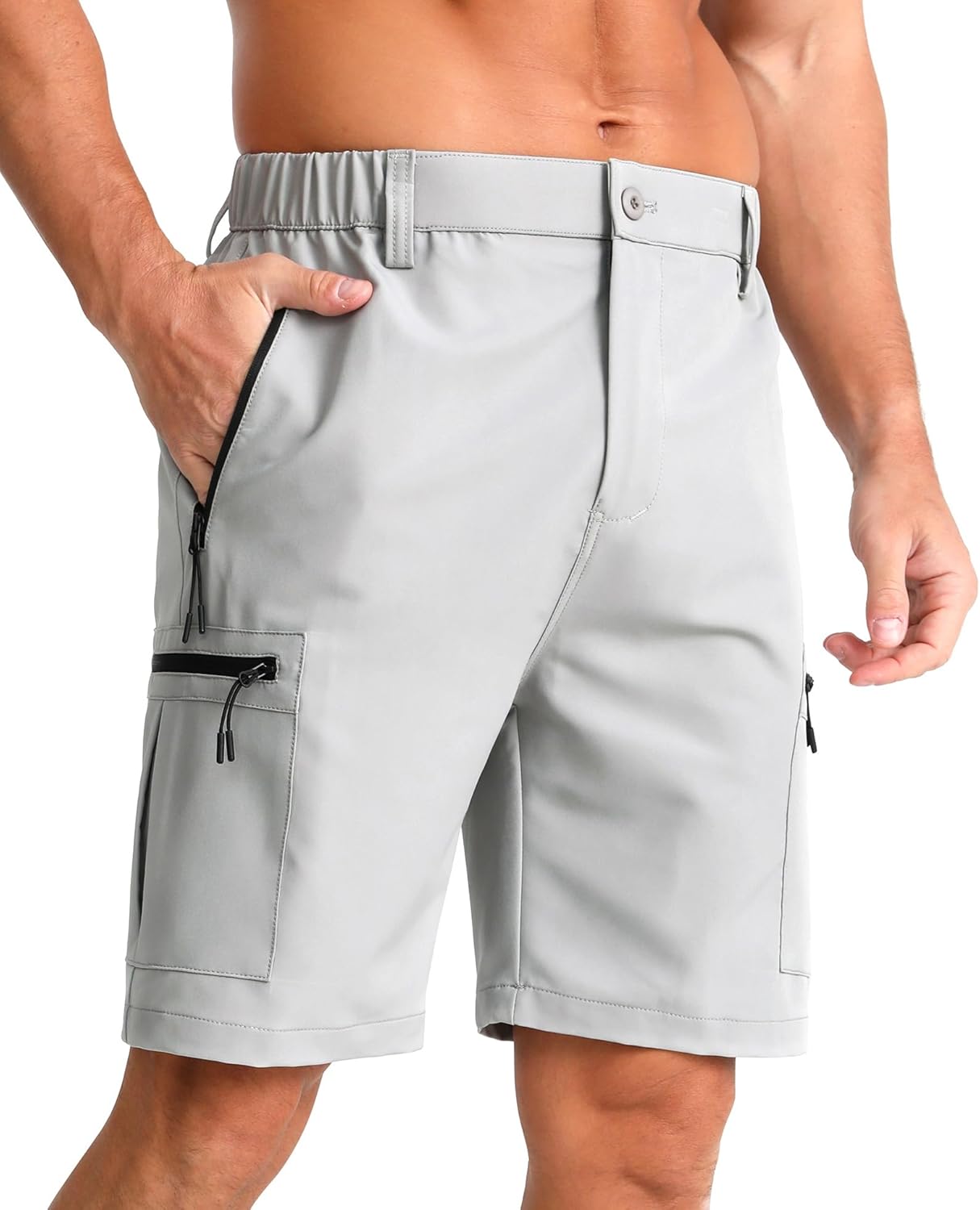 zeetoo Mens Cargo Shorts with Multi Zipper Pockets,Lightweight Quick Dry Hiking Shorts for Men,9'' Casual Shorts for Golf