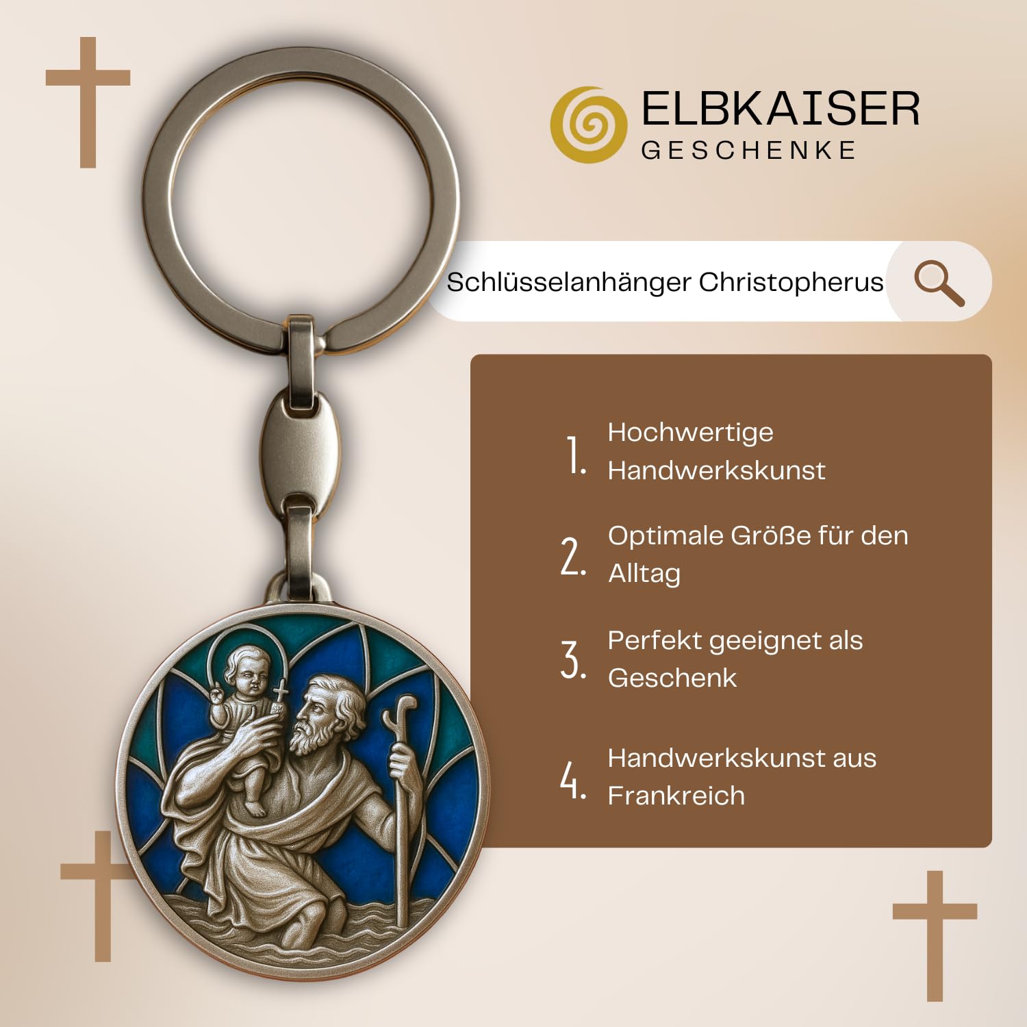 Święty Krzysztof Brelok do samochodu – Brelok z świętym Krzysztofem dla kierowców – Patron kierowców – Święty Krzysztof dla samochodu, Święty Ch, jeden rozmiar