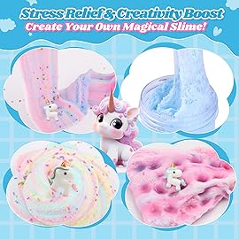 Keemanman Cloud Slime, Unicorn Galaxy Slime, DIY Supplies Kit for Girls and Boys, Stress Relief Toy Scented Sludge Toy for Kids Education, Party Favor, Gift and Birthday (3 Pack)