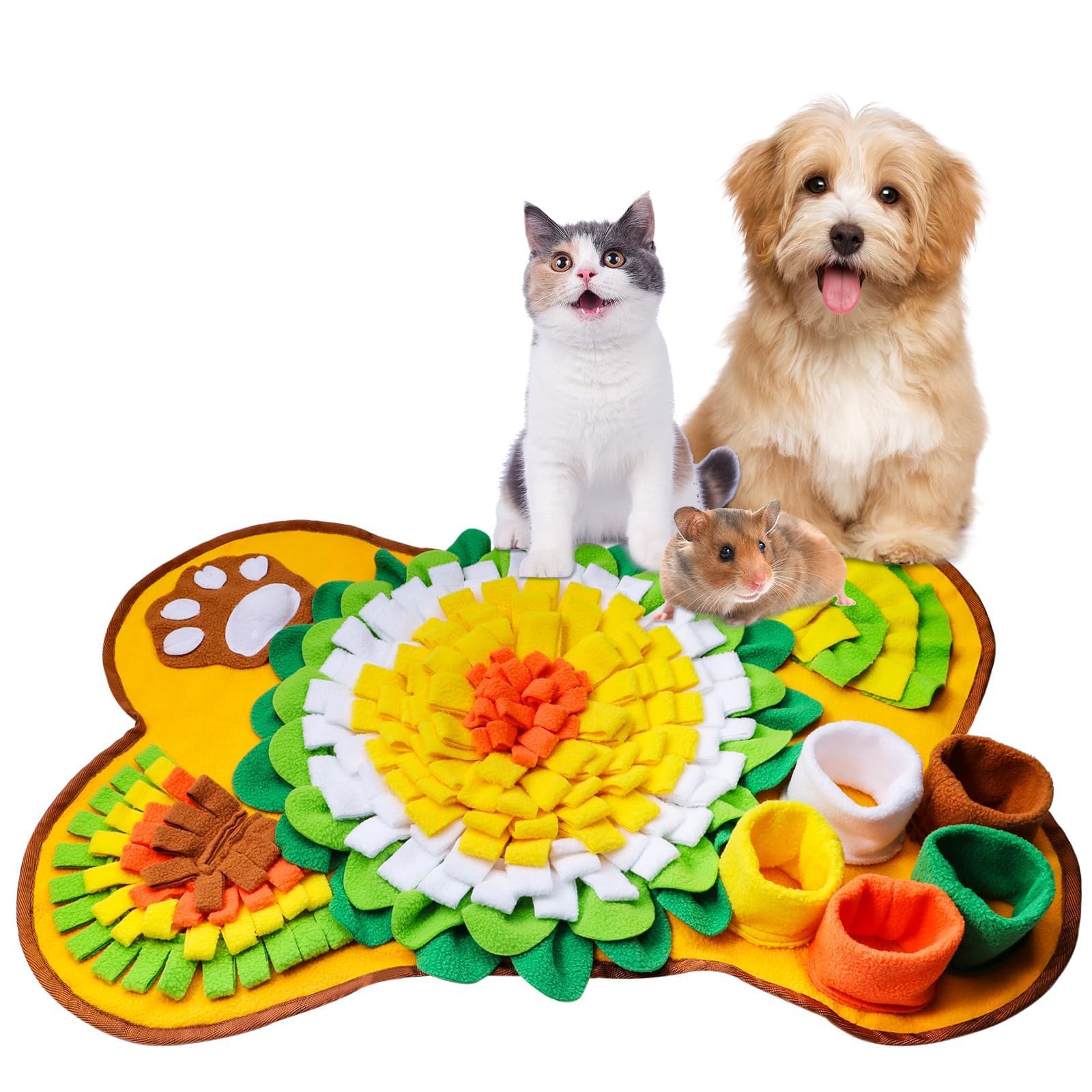 ノーズワークマット 犬 おもちゃ 嗅覚トレーニング 知育玩具 しつけ用品 エネルギー消耗 (黄色, 65*45 cm)
