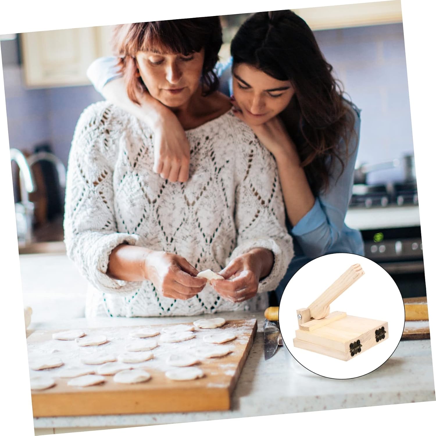 MAGICLULU 1pc Reusable Dumpling Dough Presser Tool Ergonomic Kitchen Gadget for Making Dumpling Wrappers Safe and Sturdy Manual Pressing Tool for Home Baking