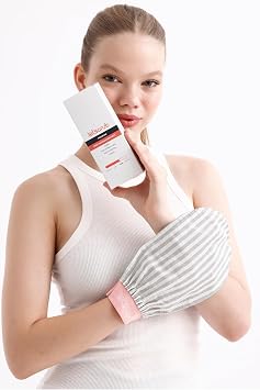 Let'scrub Premium Ekru Zebra Banyo Duş Kesesi Peeling Eldiveni%100 Floş Ipek Normal Ciltler Için