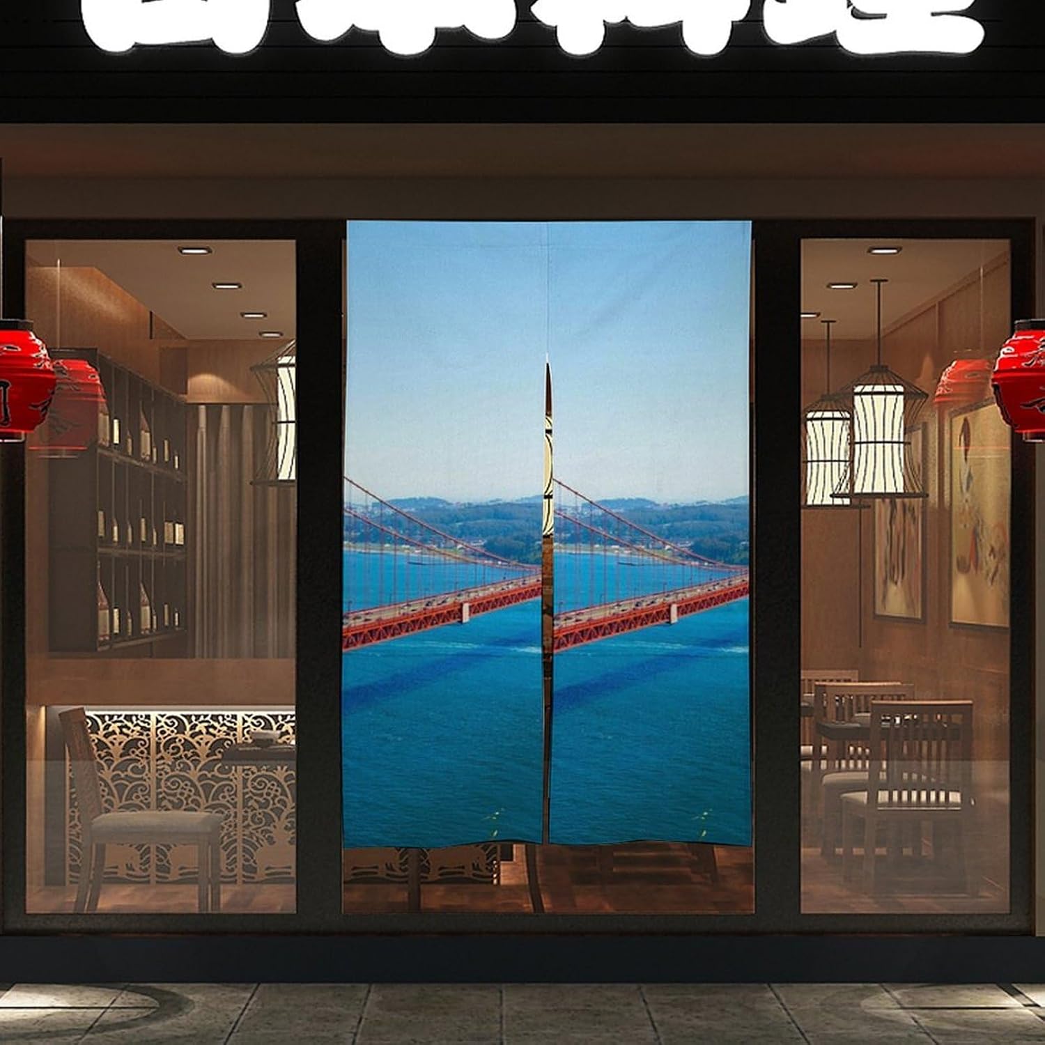 San Francisco Golden Gate Bridge Door Curtain Blackout Easy to Hang Linen Doorway Curtains Privacy Thermal Insulated Window Curtain for Kitchen Living Room Bedroom Dining Room 57X17in