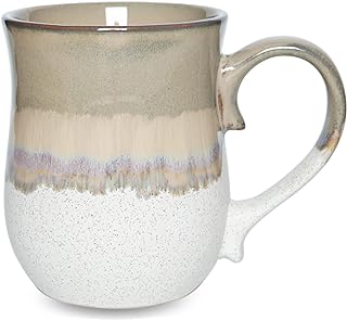Bosmarlin Large Ceramic Coffee Mug, 20 Oz, Big Tea Cup for Office and Home, Dishwasher and Microwave Safe(20 Oz, Brown Grey)
