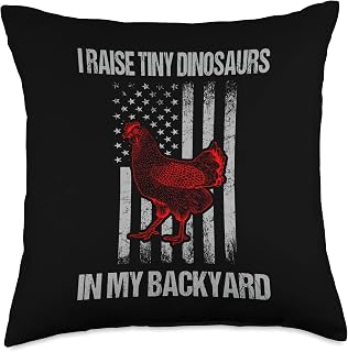 Retro Funny Future Backyard Chicken Farmer Throw Pillow