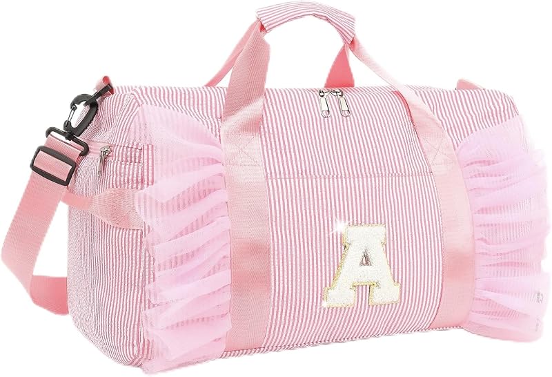 Bolsa de Baile Inicial para Niñas, Bolsa de Viaje para Niños, Regalo de Cumpleaños para Bolsa de Ballet para Niña con Compartimento para Zapatos, Bolsas de Gimnasio Personalizadas Rosa A