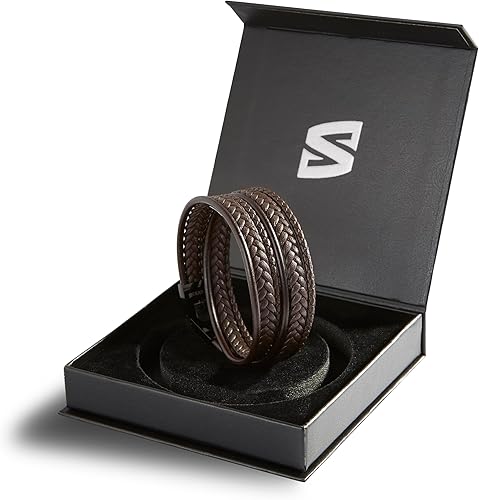 Miniatura 2 de SERASAR Pulsera de cuero premium envoltura para hombres en negro y marrón diferentes longitudes cierre de acero inoxidable Incluye caja