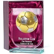 ukgiftstoreonline Personalised Football Trophy Shield Award Large 15cm Jade Glass