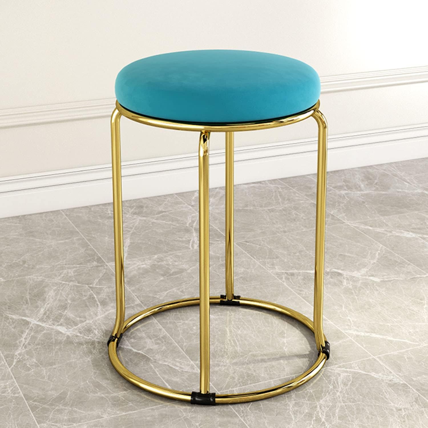 NUTECH IMPEX Multi-Purpose Velvet Dining Stool with Non-Slip Feet - Golden Legs, Teal Green-image-36