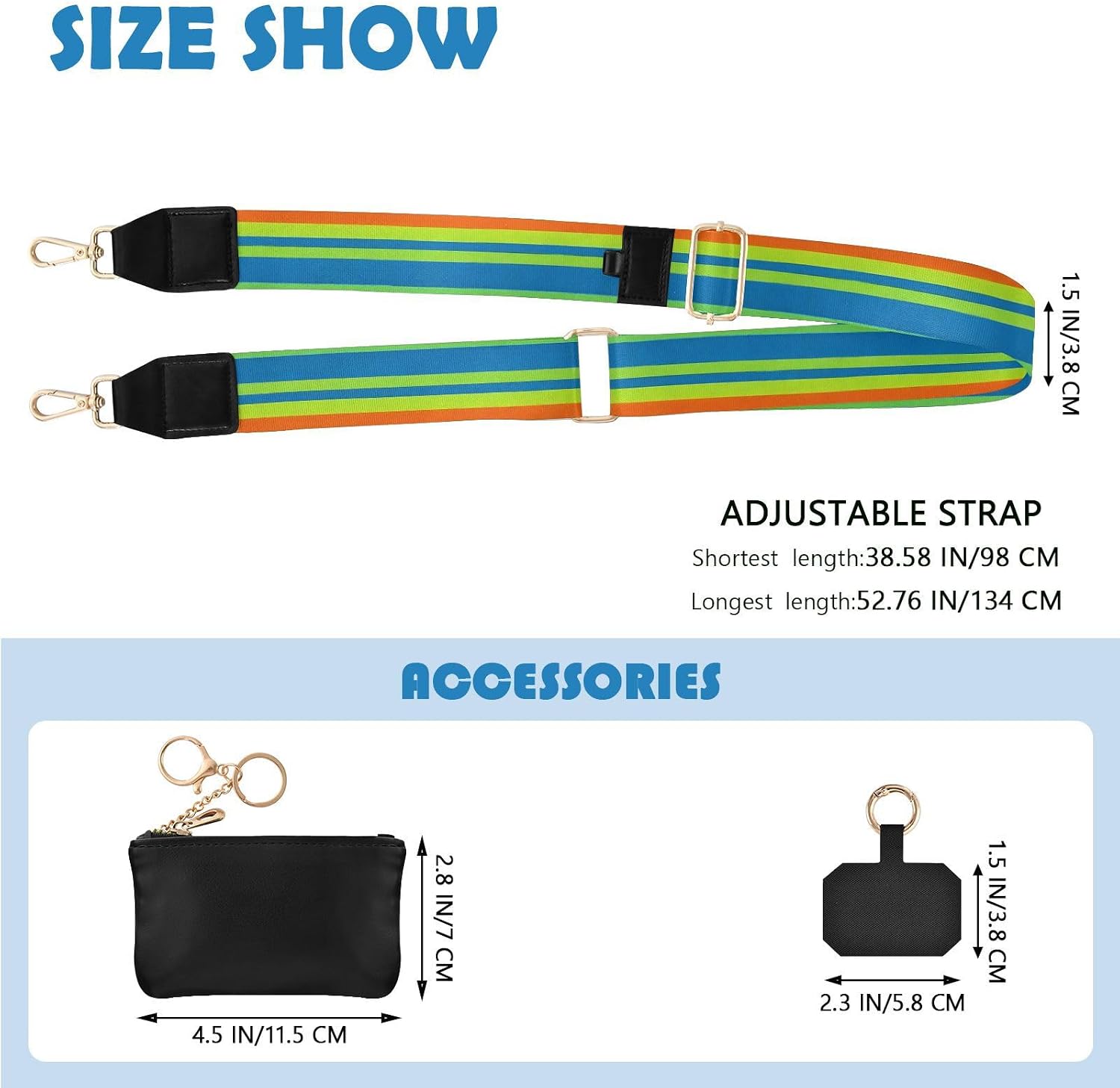 Phone Patch Lanyards with Detachable Coin Purse Bright Color Striped image 2