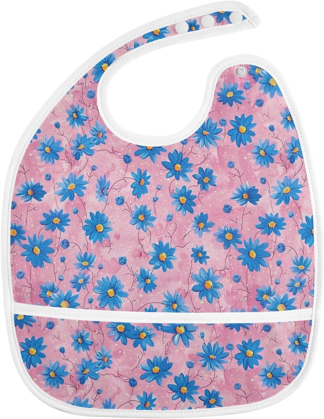 Oil Painting with Retro Blue Flowers Baby Drooling Bibs with Button Snap Adjustable 2 Pack Bibs and Burp Cloths Infant Must Haves