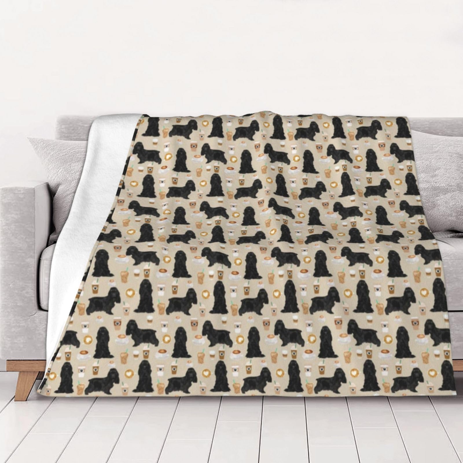 Tcoay Cocker Spaniel Fabric,Throw Blanket Soft Flannel Fleece Throw Blanket for Bed Sofa Travel,60"x50"