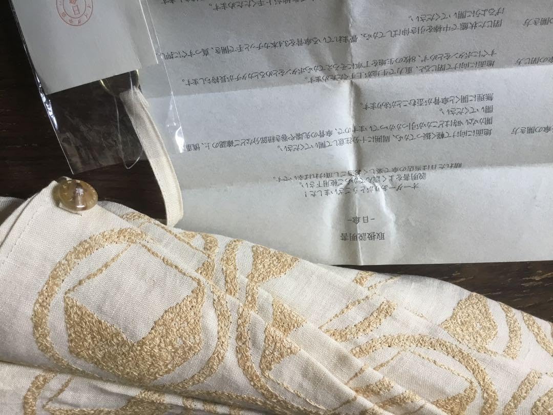 イイダ傘店 角食 45cm 日傘UV 刺繍 麻 ベージュイイダ傘店】 日傘