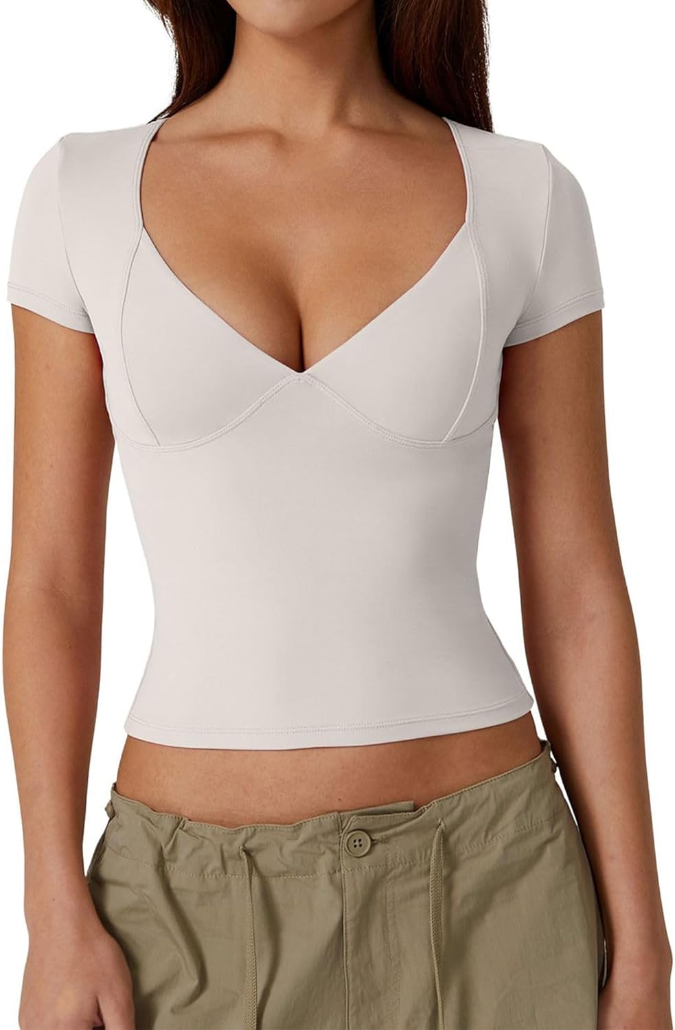 Womens Sexy V Neck Crop Tops Shirt Short Sleeve Low Bhutan Ubuy