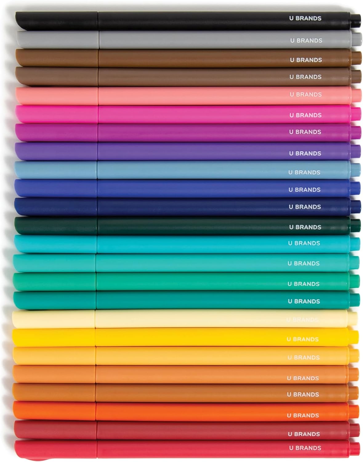 U Brands Fine Liners Felt Tip Pens, Set of 24, Fine (0.5 mm) Point, Assorted Colors