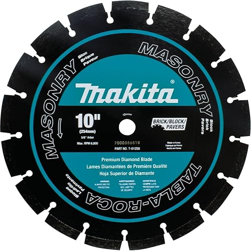 Makita T-01258 10-Inch Diamond Blade Segmented Masonry , Black