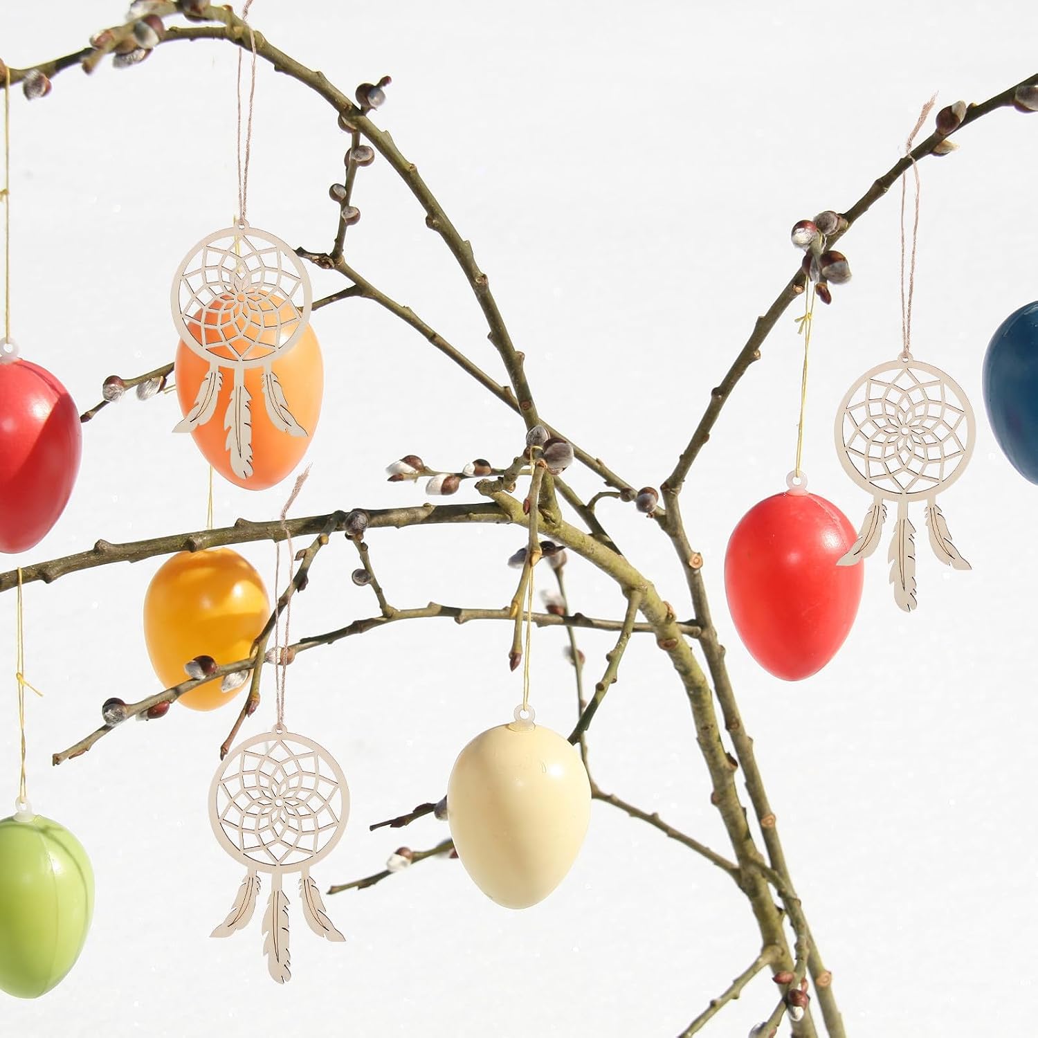 50pcs Unfinished Wood Cutouts DIY Blank Unfinished Wood Cutouts Ornament for Crafts Hanging Decorations Summer Wooden Dream Catcher for Painting