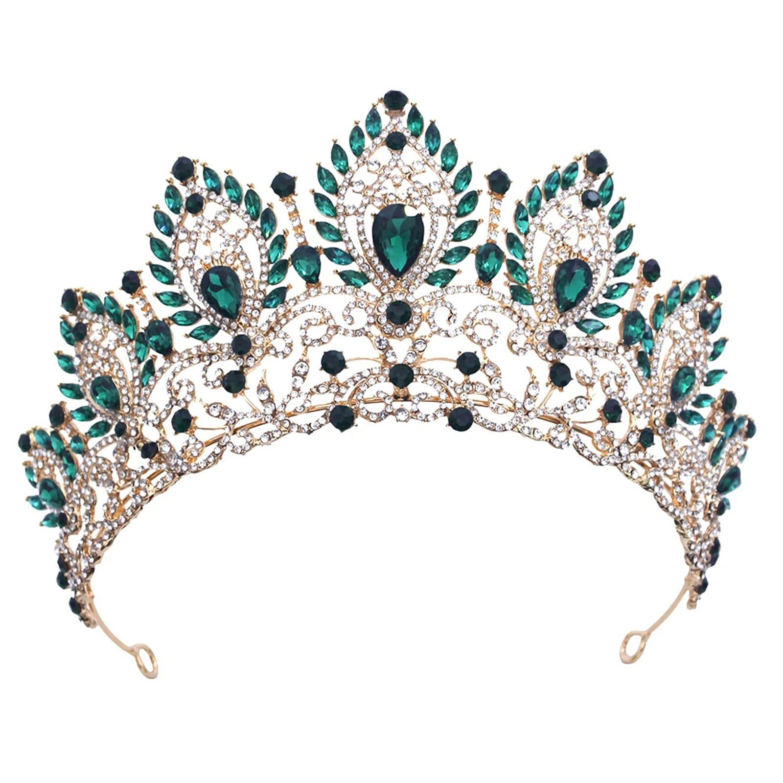 Korona ślubna w stylu vintage – tiara, akcesoria do włosów dla kobiet, suknia ślubna, urodziny, księżniczka (złoto-czerwony)