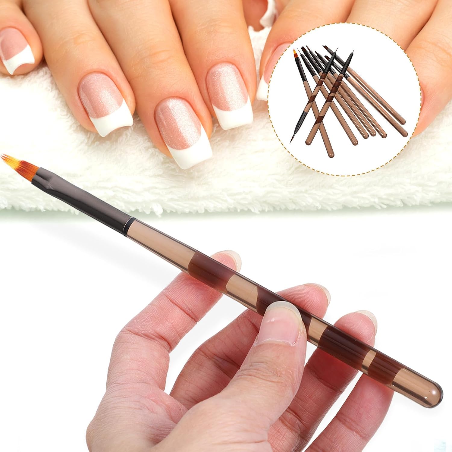 9pcs Nail Art Brush Set Liner and Gradient Drawing Tools for Manicure | Fiber Aluminum PC Build, Portable Grip, Easy Storage, Stylish Appearance
