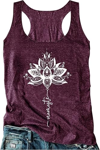 Camiseta sin mangas de espalda cruzada para mujer, con estampado de mandala vintage, corte suelto, cuello redondo, estilo informal de verano,