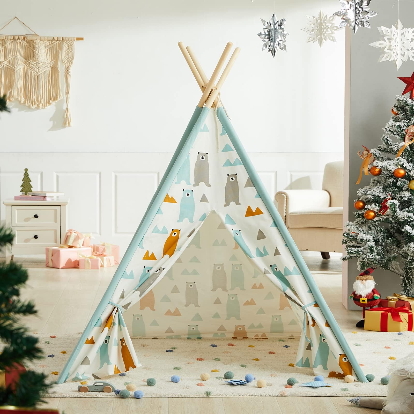 Asweets Kids Teepee Tent for Kids Boys & Girls - Kids Play Tent - Kids Tent Indoor - Baby Teepee Tent for Boys - Play Teepee Tents for Kids - Tipi Tent Kids (Blue Little Bear)