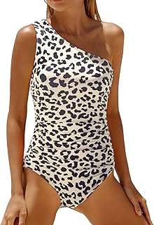One Shoulder One Piece Swimsuits for Women Tummy Control Bathing Suits M...