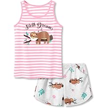 Cozchique Girls Soft Striped Summer Tank Top & Shorts Pajama Set Sizes 6-18