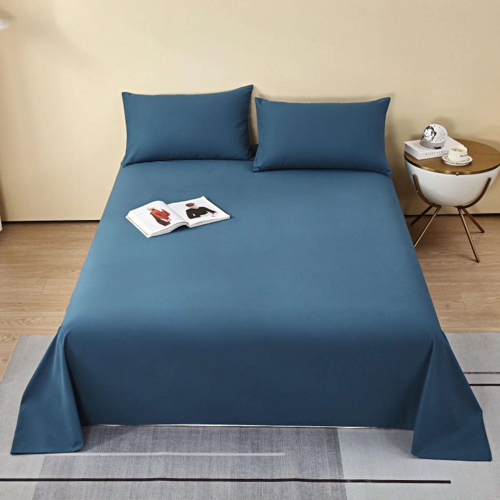 Baumwoll Bettlaken ohne Gummizug 245x270cm Dunkelblau Sommer