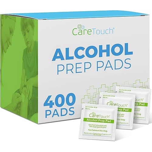 Care Touch Alcohol Wipes Individually Wrapped - Prep Pads with 70% Isopropyl Alcohol, Great for Home, Medical & First Aid Kits Sterilized, Antiseptic 2-Ply Swabs 400 Count
