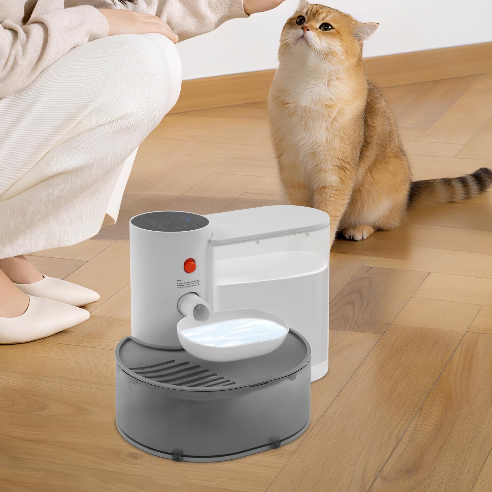 Fontana automatica per bere 3 l di acqua dolce e 1,5 l di acque reflue, senza fili, nessun cambio filtro, fontana per gatti senza fili, 180 giorni di standby, ricarica USB per animali domestici, gatti