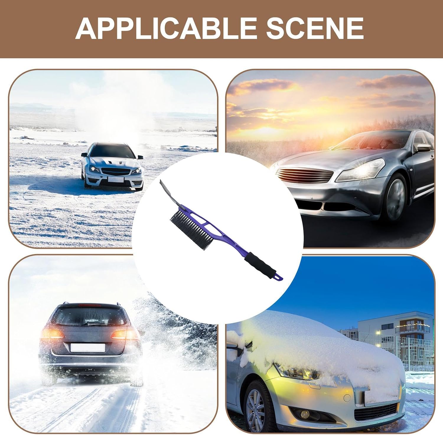 Ice Scraper,Windshield Auto Snow Brush | Ergonomic Car Snow Brush | for Winter Glass Window Door Truck Suv Roof Vehicle