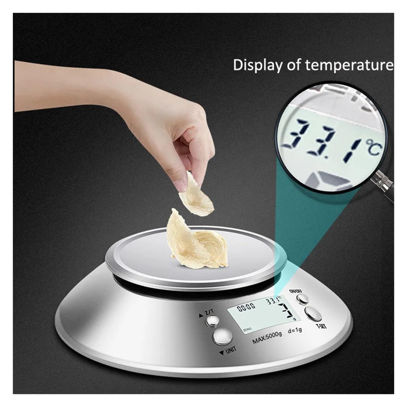 Wagi cyfrowe, 5Kg/1g 3kg/0.1g waga kuchenna z wyjmowaną tacą SS gotowanie żywności owoce elektroniczna cyfrowa waga pomiarowa LCD narzędzia do ważenia(5kg 1g)