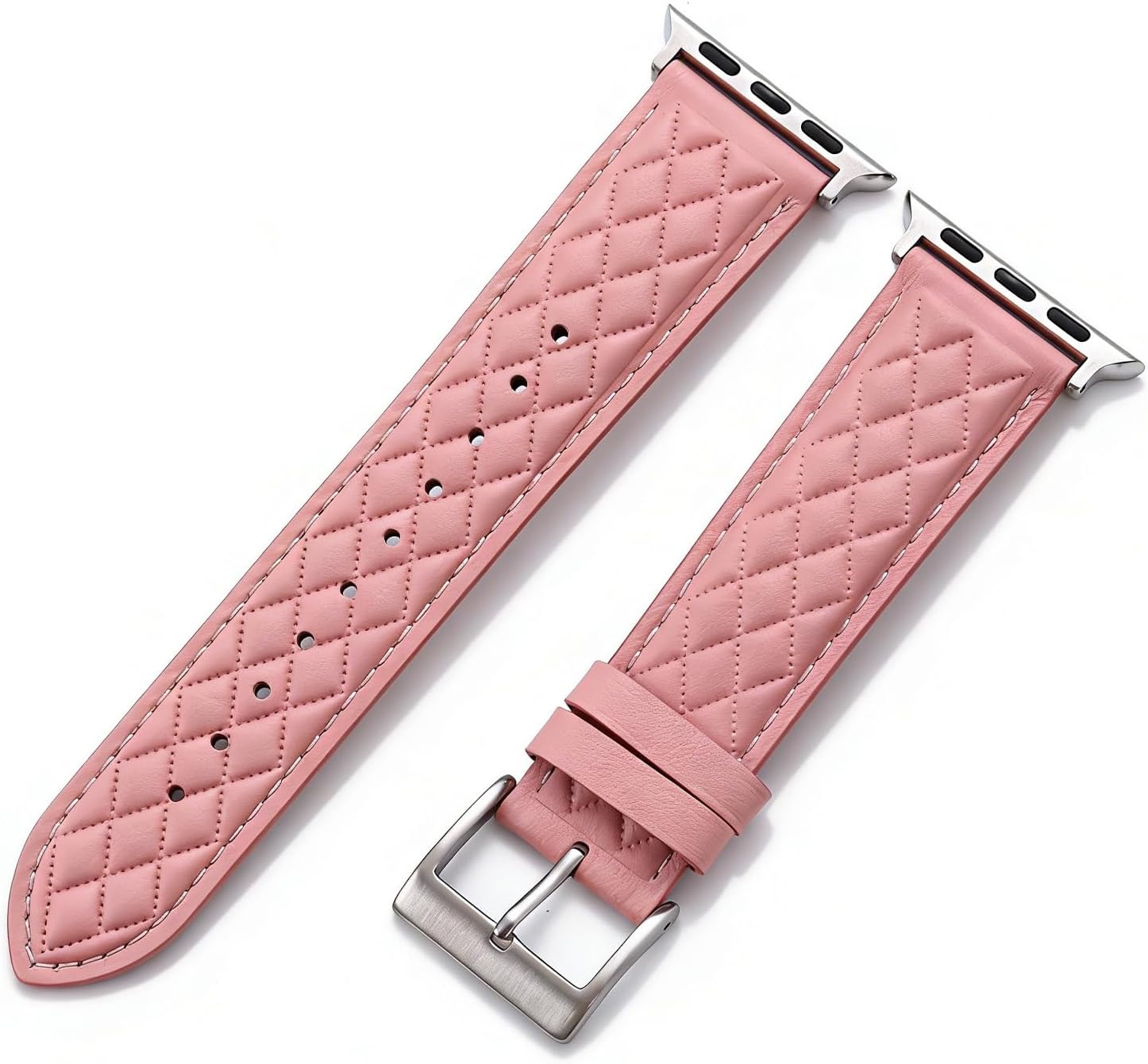 Top-Grain Genuine Leather Band Compatible with Apple Watch 38mm 40mm 41mm 42mm 44mm 45mm 46mm 49mm Women Men, Diamond-quilted Soft Leather Strap for iWatch Ultra/SE/Series 11 10 9 8 7 6 5 4 3 2 1