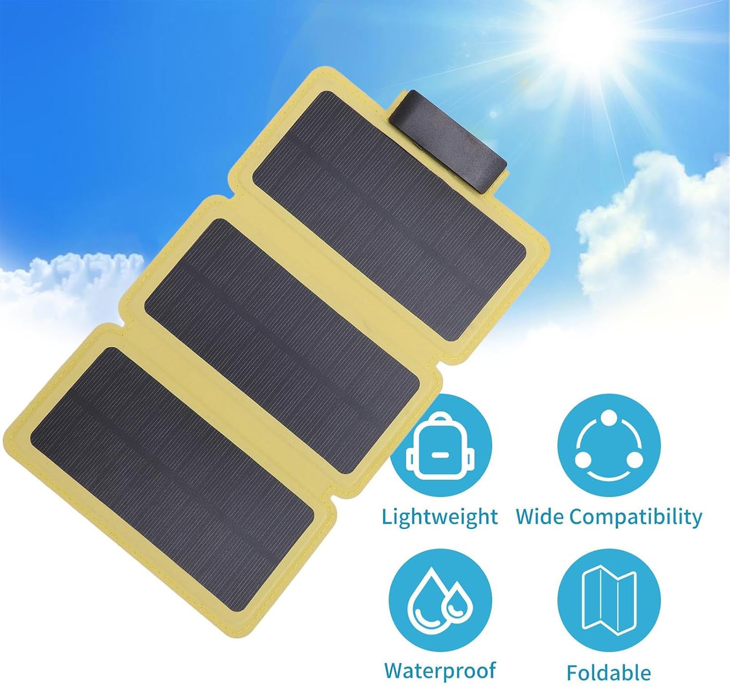 Foldable Solar Charging Panel Portable for Camping Hiking Electronic Device Weatherproof Energy Mobile Power Travel Charging