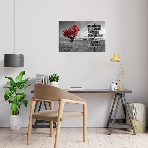 Miniatura 5 de iLOOKLiKE Letrero de calle personalizado de Crossroads con nombre de familia, arte de pared de amor, corazón, árbol, pintura, lienzo con varios