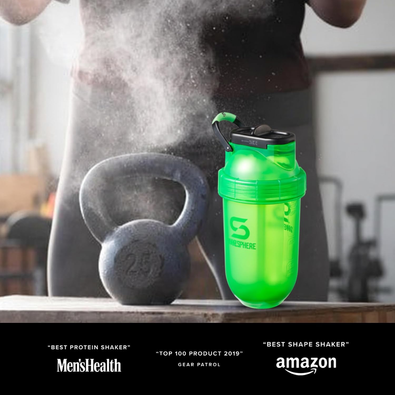 SHAKESPHERE Straw Shaker Bottle – Tritan Plastic with Built-In Straw & Slide Cap – Leak-Proof, BPA-Free, No Mixing Ball -13.5 oz, Tritan Green