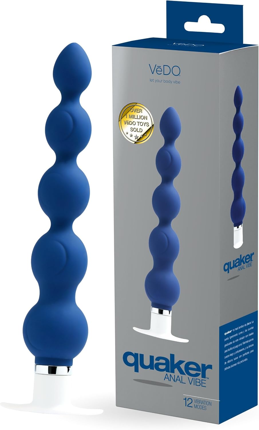 VeDO Quaker Anal Vibrator, Mens Prostate Vibe, Vibrating Adult Sex Toy, Easy Insertion Round Tip, Quick Removal Grip Handle (Midnight Madness)
