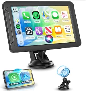 Rimoody Portable Car Radio 7" with Wireless CarPlay and Android Auto - IPS HD Touch Screen, AirPlay/Android Cast, FM Transmitter, Bluetooth for Car
