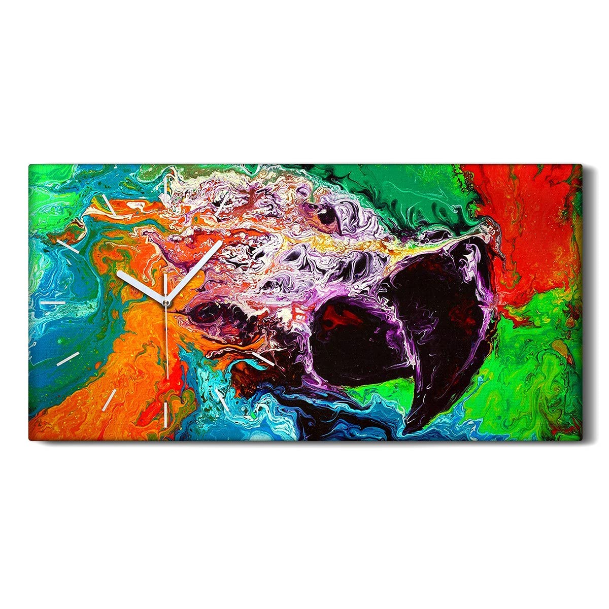 Horloge sur Toile sans Tic-Tac Résumé Perroquet 60x30cm pour un Intérieur Silencieux