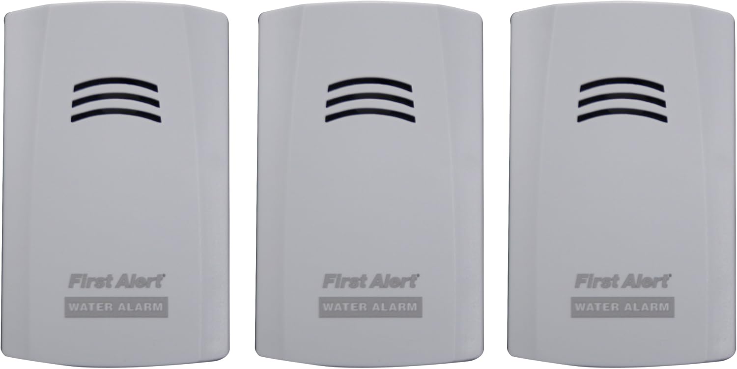 First Alert WA100-3 Water Alarm for Leak Detection and Flood Alerts, 3-Pack