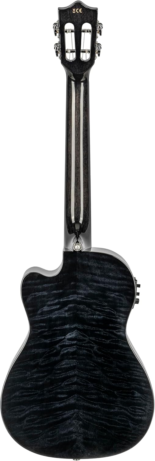 Lanikai Quilted Maple Black Stain Baritone A/E Ukulele with Foam Case (QM-BKCEB)